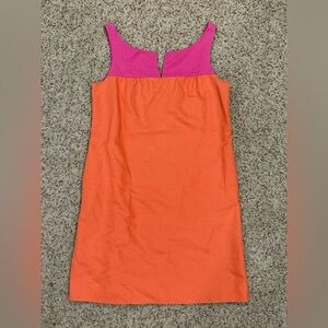 Vintage J. Crew Pink and Orange Colorblock Sleeveless Dress